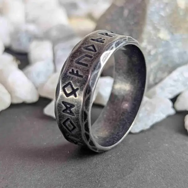 Nordic Viking Rune Ring – Vintage Titanium Steel Band Ring for Men