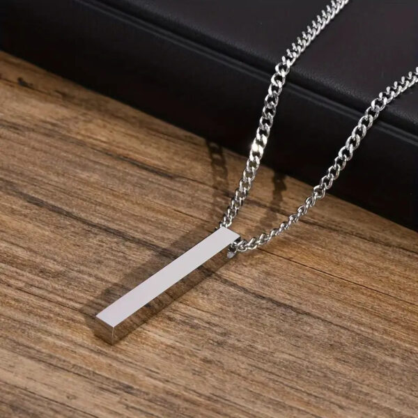 Vertical Bar Pendant Necklace - Sleek Stainless Steel Design