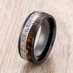 Arrow Inlay Wood & Metal Ring – Polished Natural Finish with Brilliant Shine - Image 2
