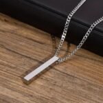 Vertical Bar Pendant Necklace - Sleek Stainless Steel Design