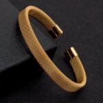 Mesh Cuban Cuff Bracelet – Sleek Stainless Steel Wristwear