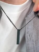 Vertical Bar Pendant Necklace - Sleek Stainless Steel Design - Image 4