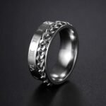 Roman Numeral Rotating Chain Ring - Stainless Steel Chain Fidget Ring