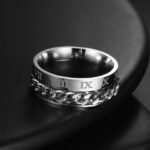 Roman Numeral Rotating Chain Ring - Stainless Steel Chain Fidget Ring - Image 2