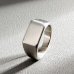Vintage Square Signet Ring – Matte Finish Square Band Flat Top Signet Ring - Image 2