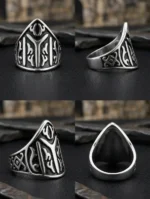 Turkish Kayi Ring – Engraved Stainless Steel with Ottoman Signature Design - Image 3
