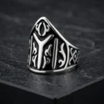 Turkish Kayi Ring – Engraved Stainless Steel with Ottoman Signature Design - Image 4