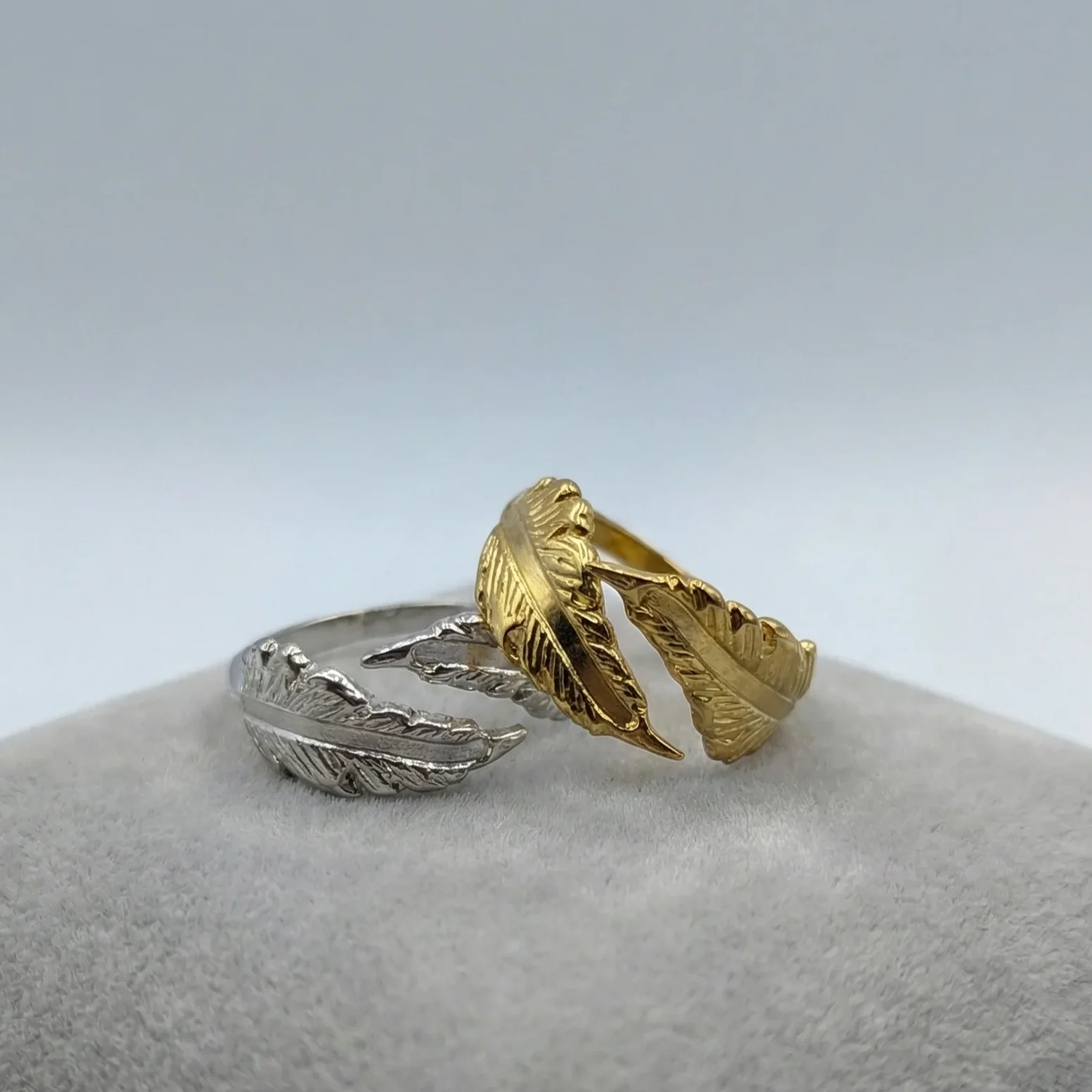 Hidden Leaf Golden Silver Hidden Leaf – Adjustable Ring - Image 1