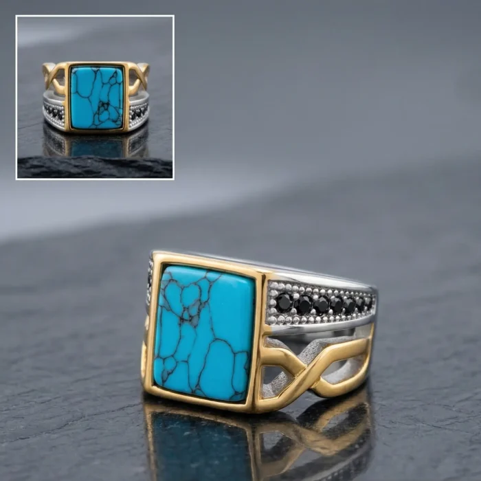 The Babylon Blue - Imperial Turquoise Ring for Men - Image 3