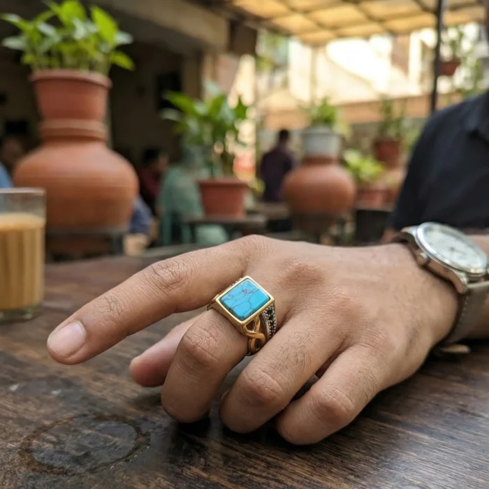 The Babylon Blue - Imperial Turquoise Ring for Men - Image 2