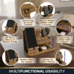 6-in-1 Wooden Phone Docking Station & Desk Organizer — Multifunction Stand for Phone, Keys, Wallet, Watch, Glasses & Everyday Essentials - Image 2