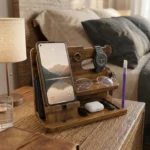 6-in-1 Wooden Phone Docking Station & Desk Organizer — Multifunction Stand for Phone, Keys, Wallet, Watch, Glasses & Everyday Essentials - Image 4