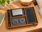 Wooden Desk Organizer Tray – Multi Compartment Phone, Watch & Accessories Holder