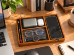 Wooden Desk Organizer Tray – Multi Compartment Phone, Watch & Accessories Holder - Image 2